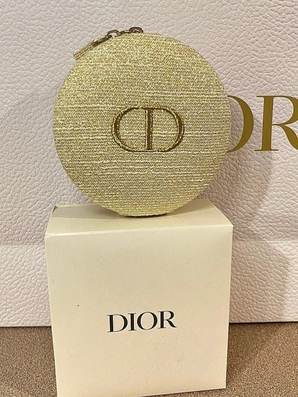 Dior Beauty Limited Edition Round Vanity Pouch Gold